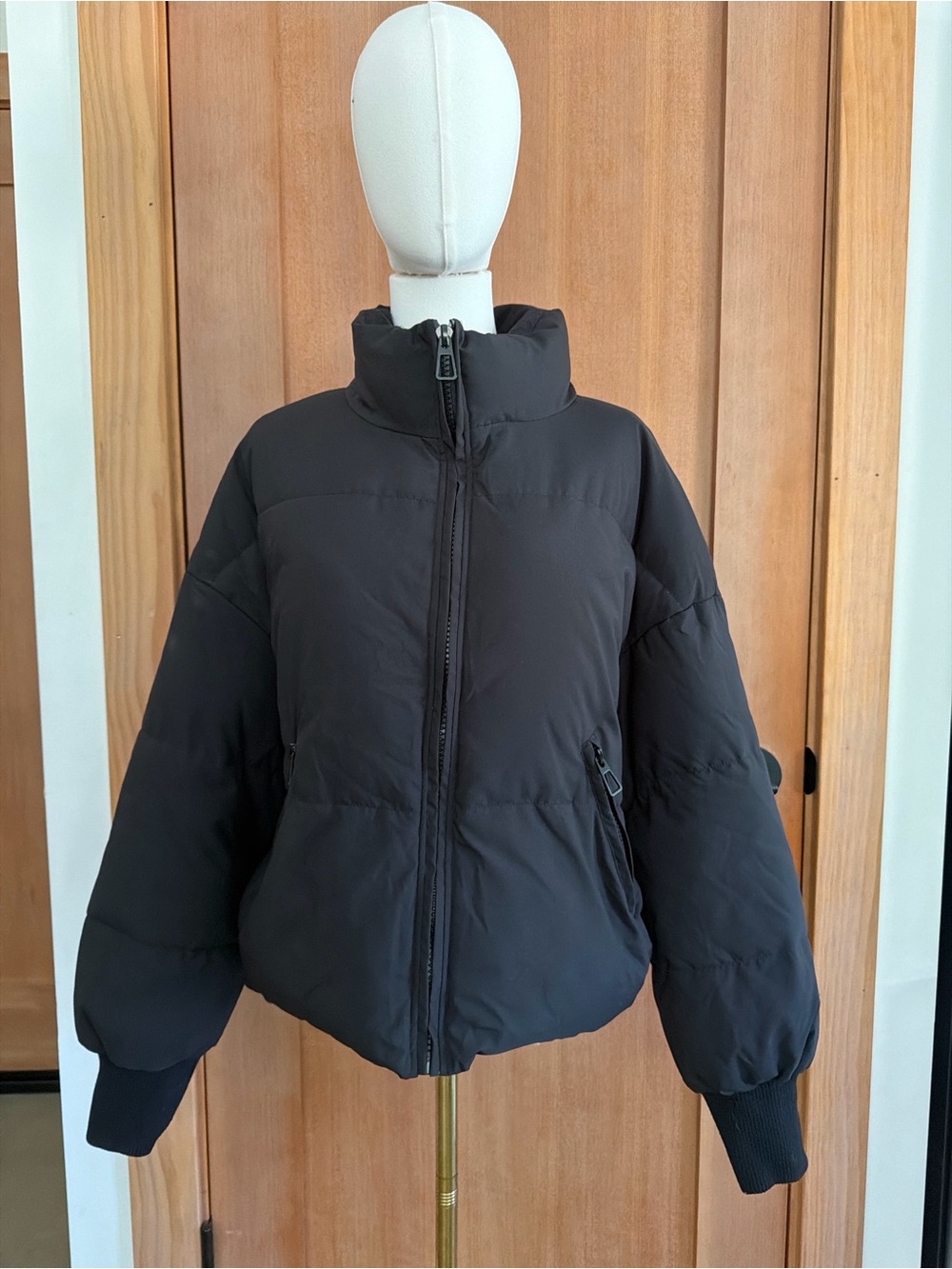 Petal & Pup Black Puffer Jacket with High Collar - Women